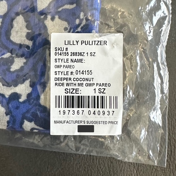 Lilly Pulitzer Women's Printed Cotton Pareo Swim Cover-up. One Size. NWT! - Picture 4 of 4